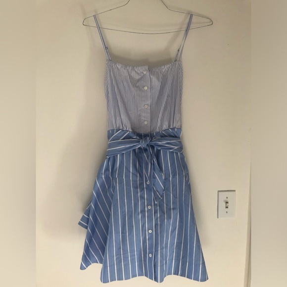 NWOT Sandro Striped Tie-Front Shirt Dress Mini in Blue/White Size 38 FR/6 US - Picture 15 of 16